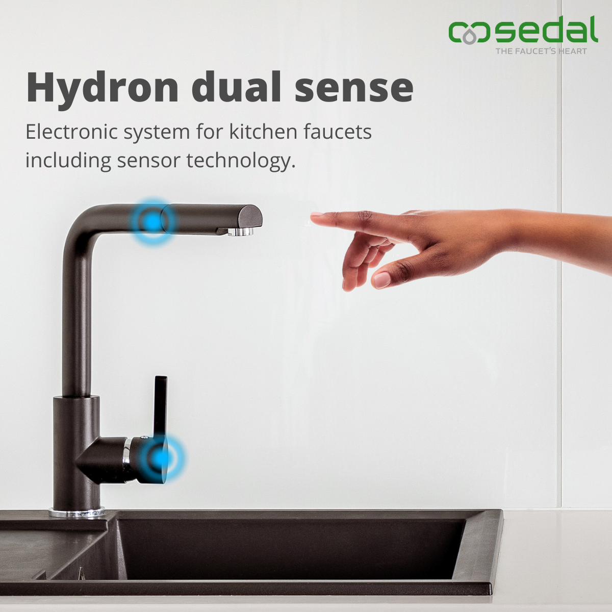 Dual Sense, sensor technology for touch kitchen faucet